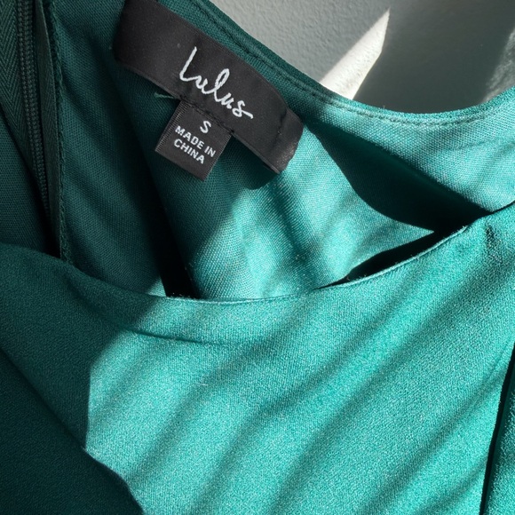 Lulu's Teal Green Backless Maxi Dress with Puff Sleeves - Picture 3 of 5
